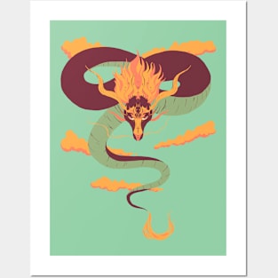 Sunset dragon Posters and Art